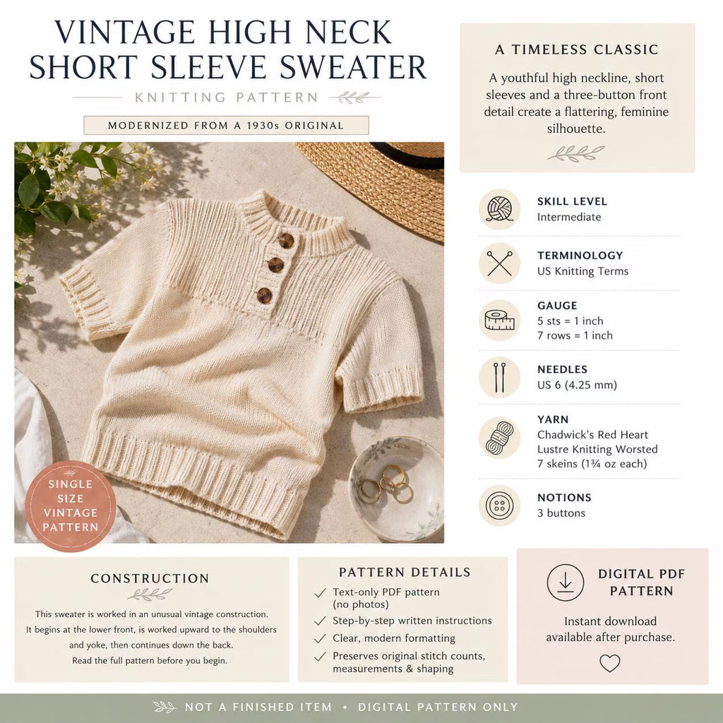 High Neck Sweater Knitting Pattern
