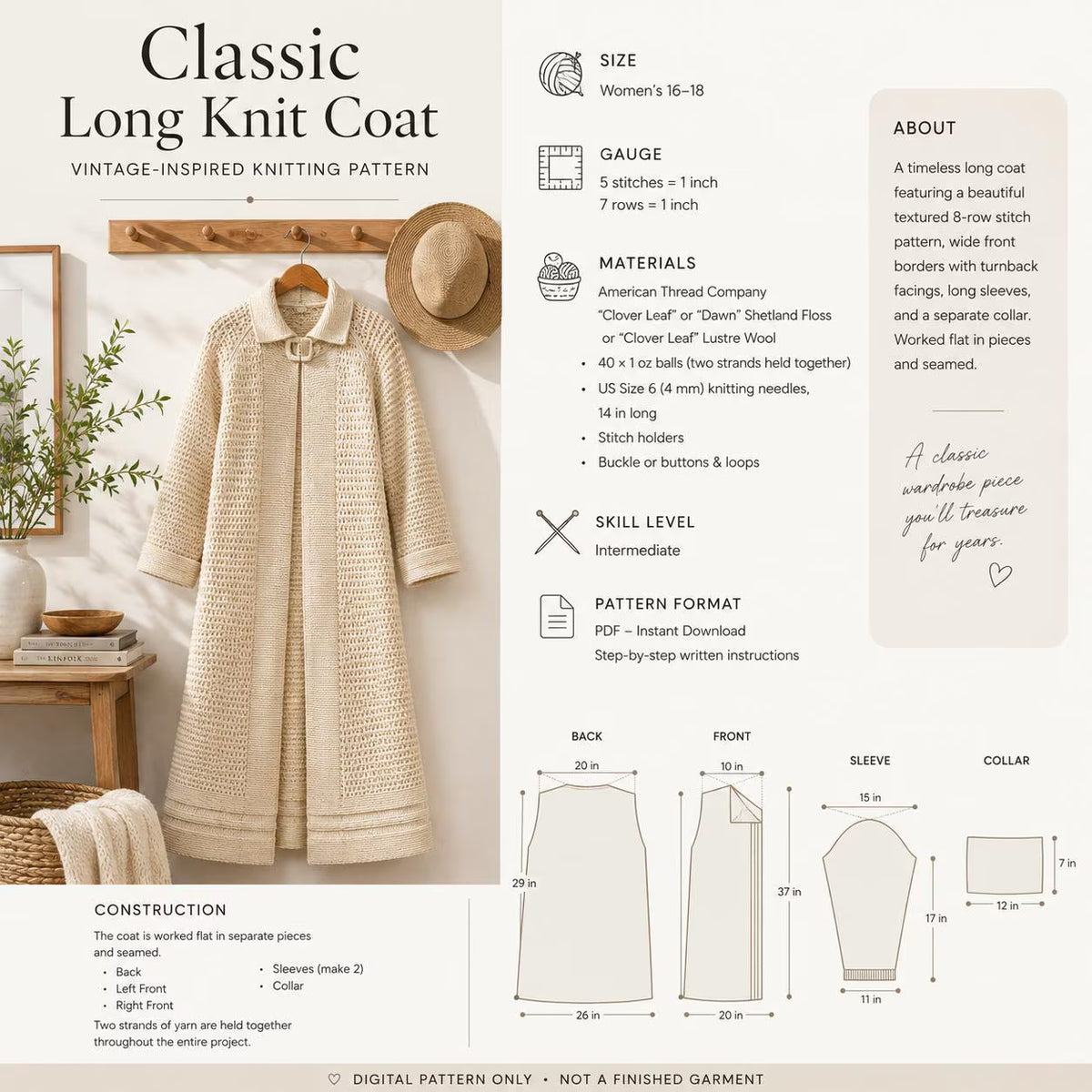 Vintage Cable Vest Knitting Pattern