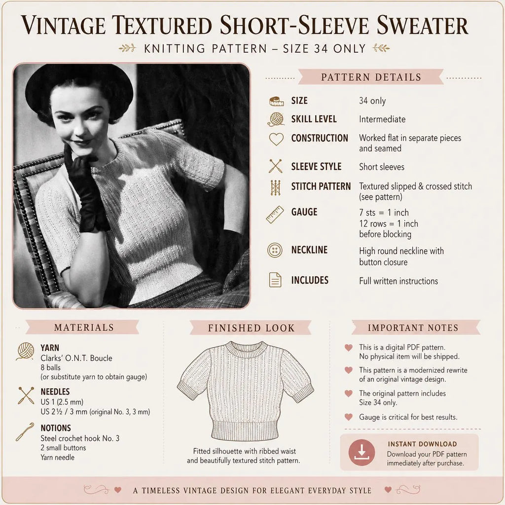 Women’s Textured Knit Sweater Pattern