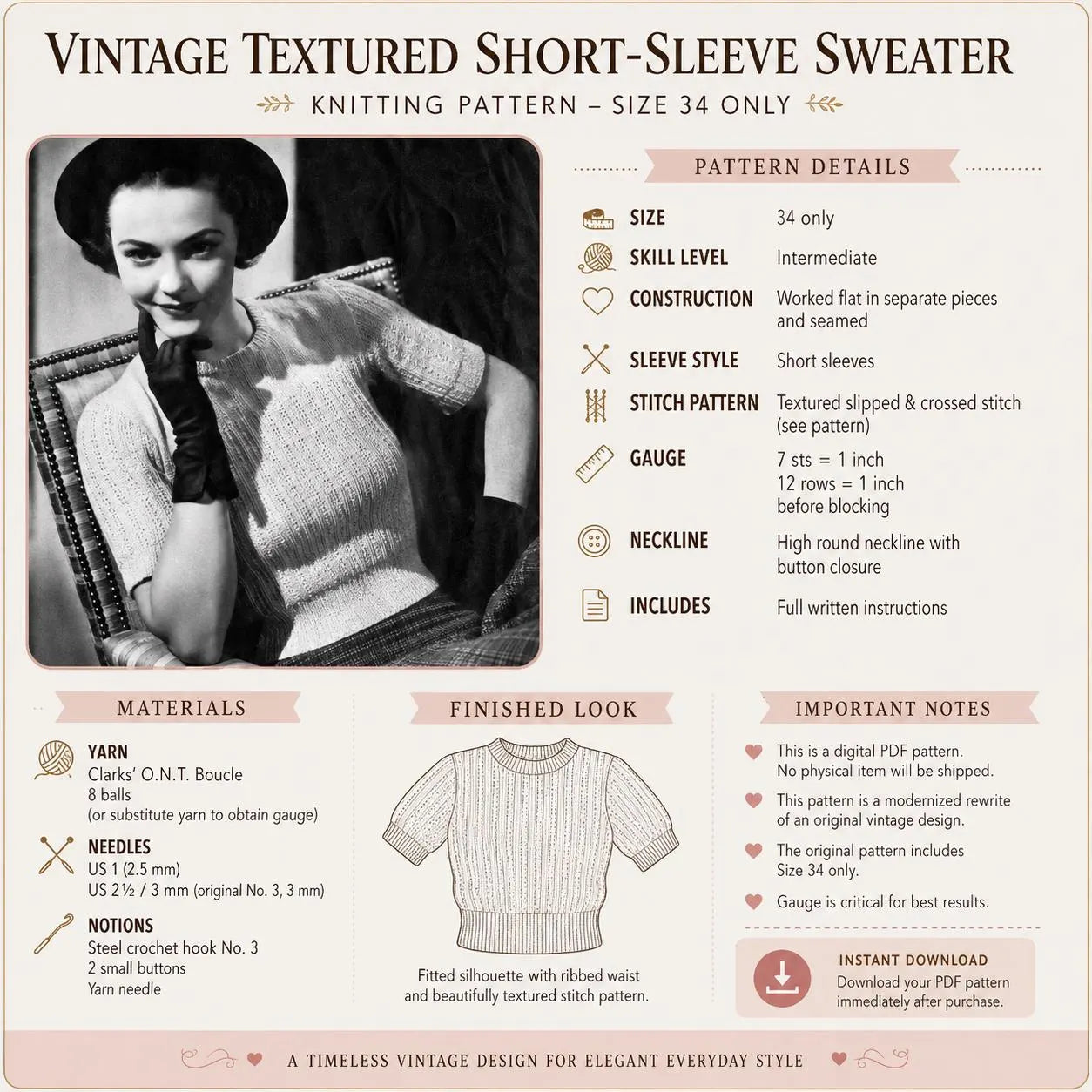 Women’s Textured Knit Sweater Pattern