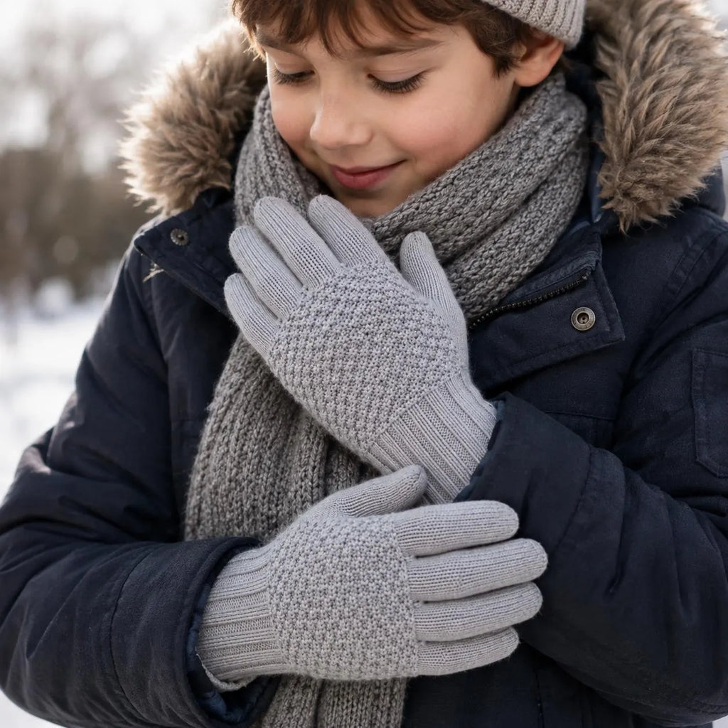 Classic Textured Gloves Knitting Pattern, Children Women Men Sizes