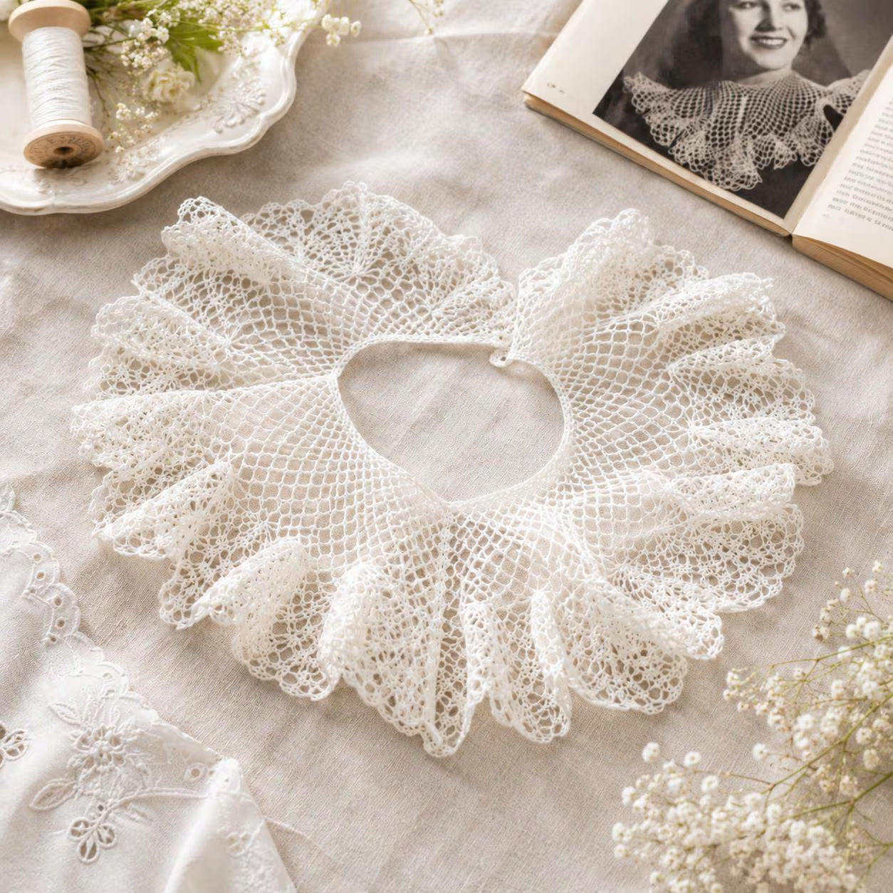 Vintage Ruffled Lace Collar Crochet Pattern