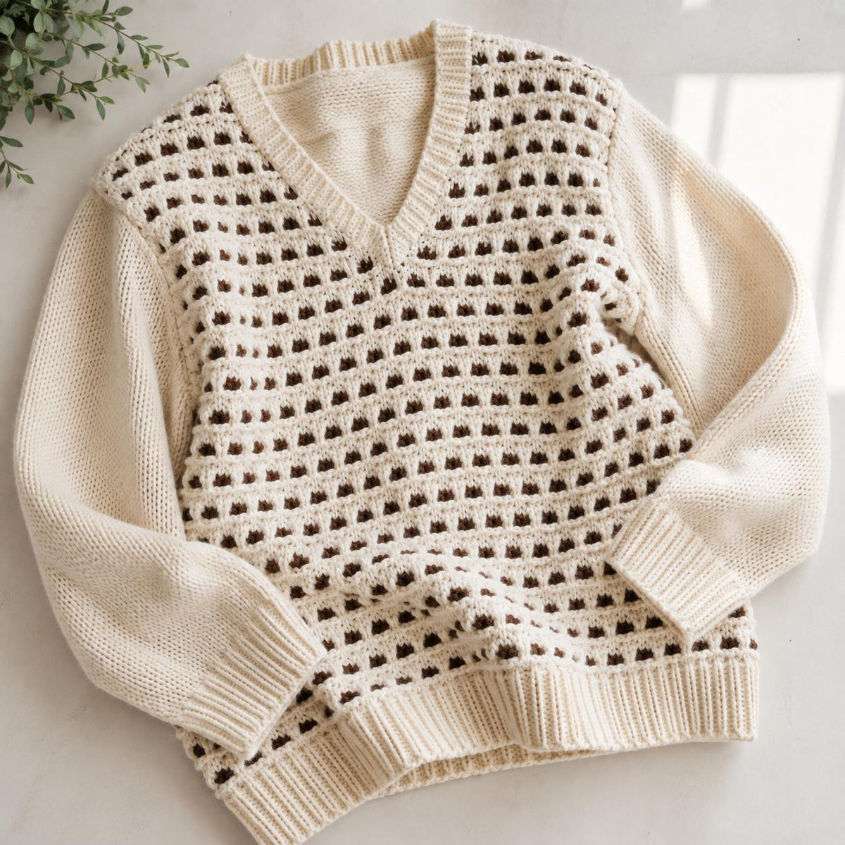 Men’s Slip Stitch V-Neck Sweater Knitting Pattern