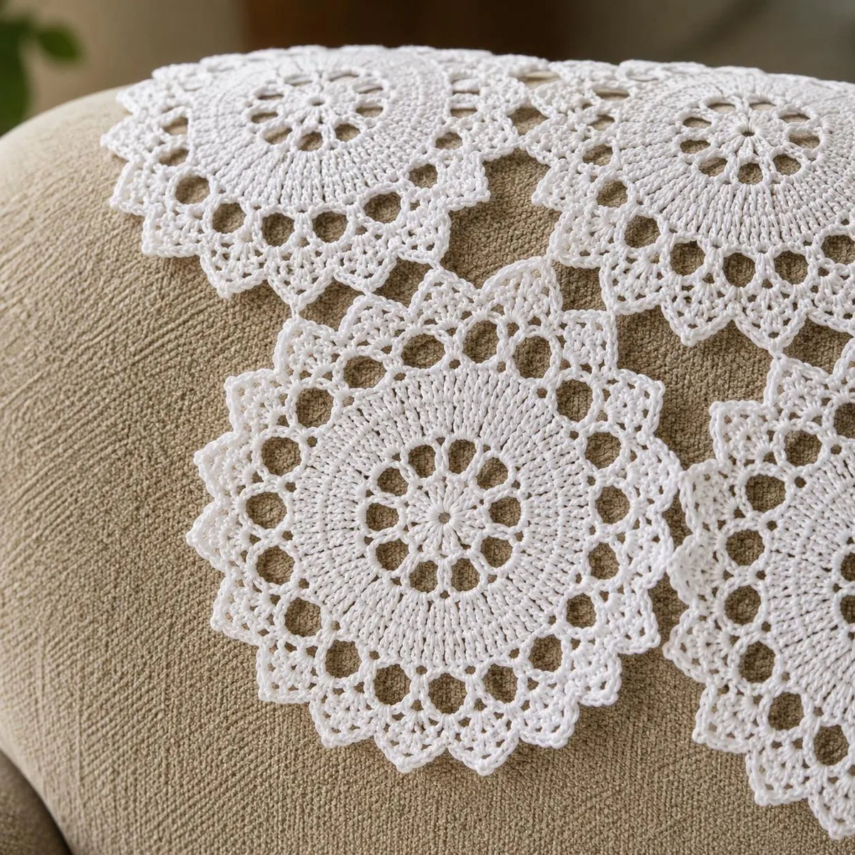 Vintage Crochet Chair Set Pattern, Floral Medallion Antimacassar, Armrest Furniture Protector