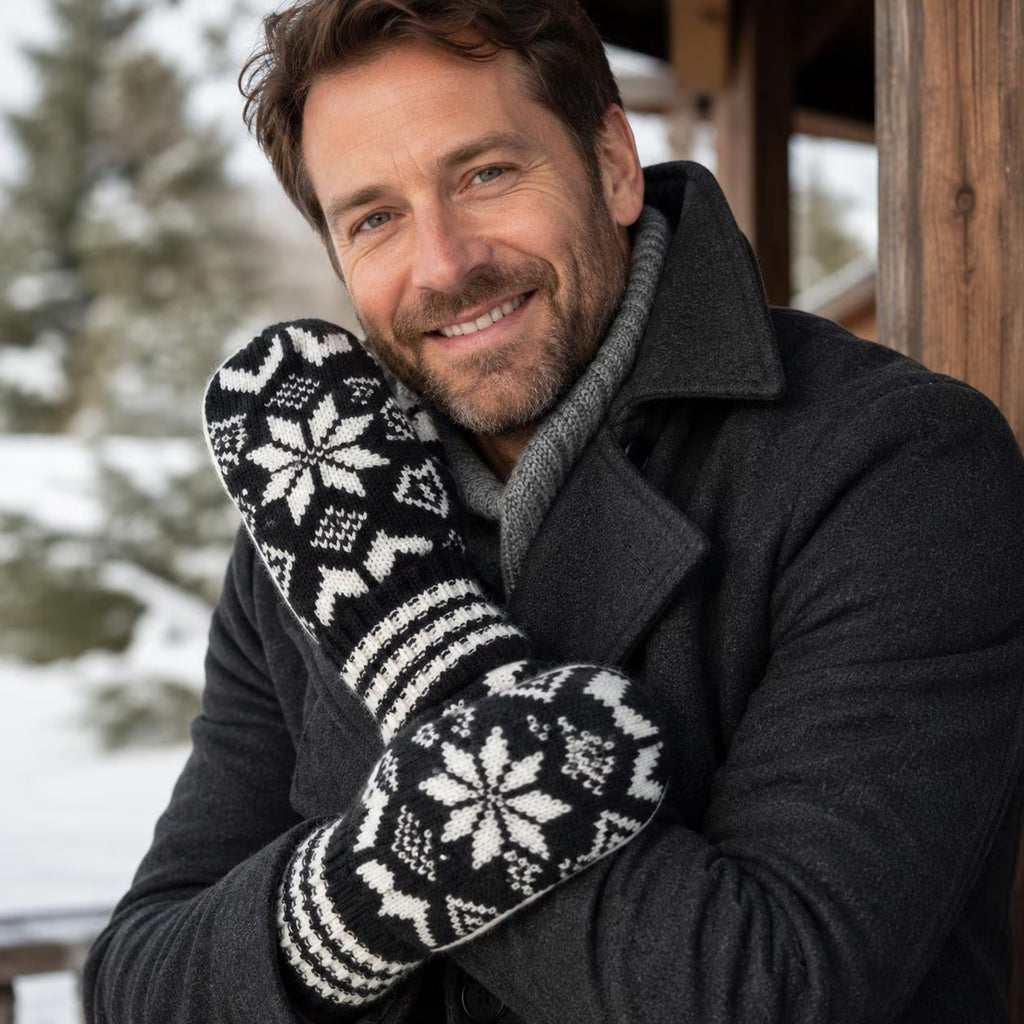 Nordic Men’s Colorwork Snowflake Mittens Knitting Pattern