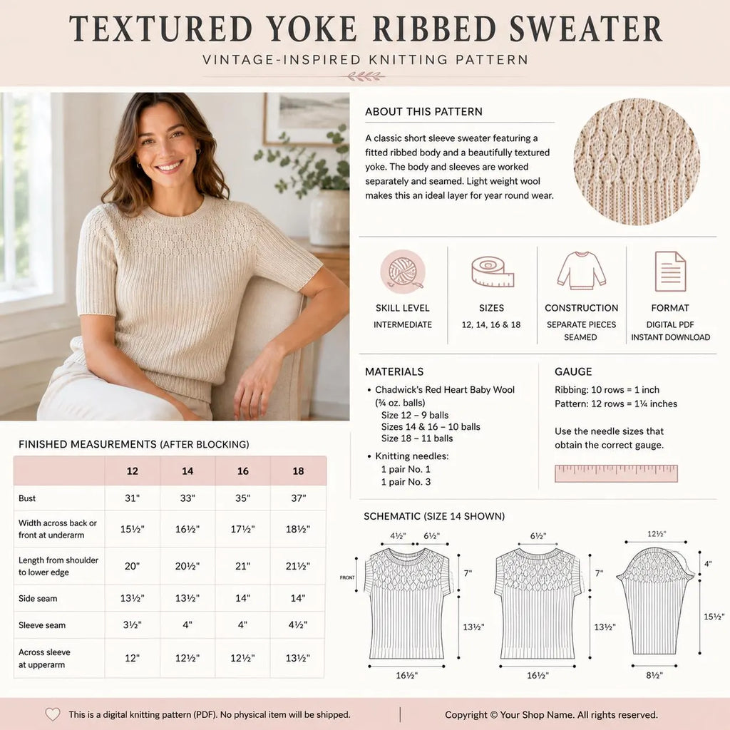 Ribbed Sweater Knitting Pattern