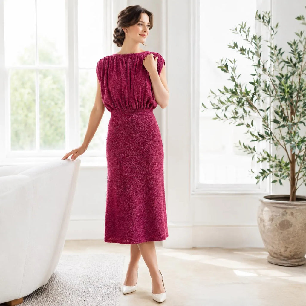 Graceful Gathered Knit Dress Pattern