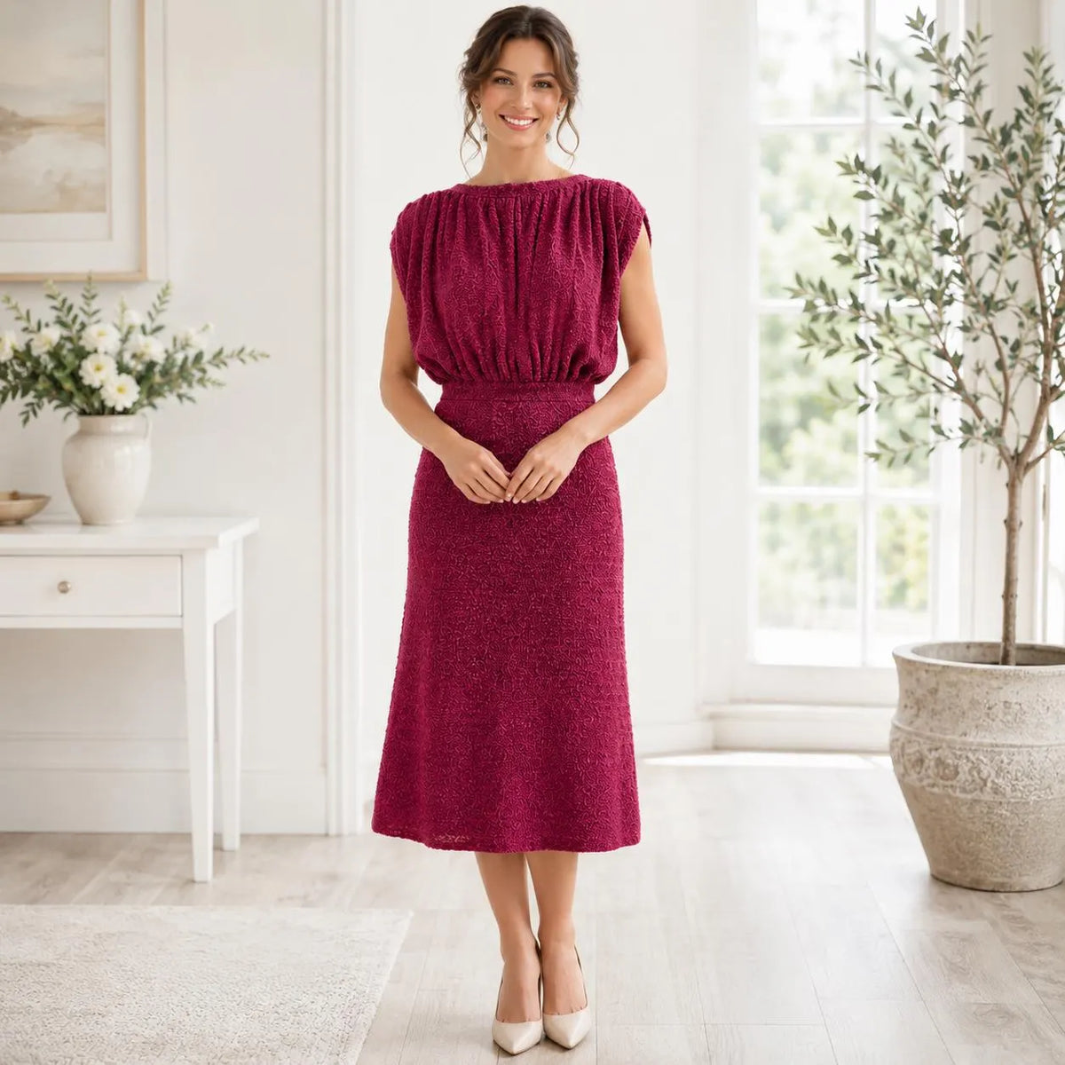 Graceful Gathered Knit Dress Pattern