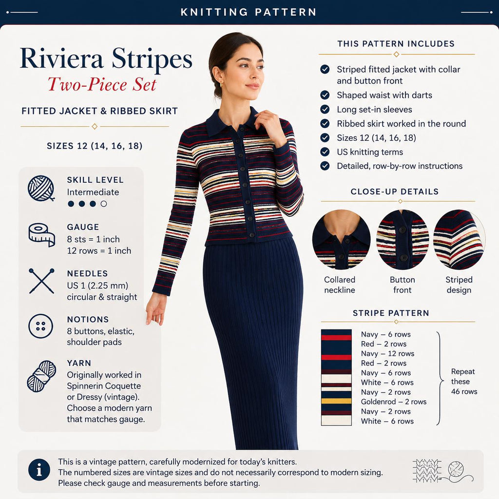 Striped Jacket & Ribbed Skirt Set