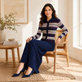 Striped Jacket & Ribbed Skirt Set