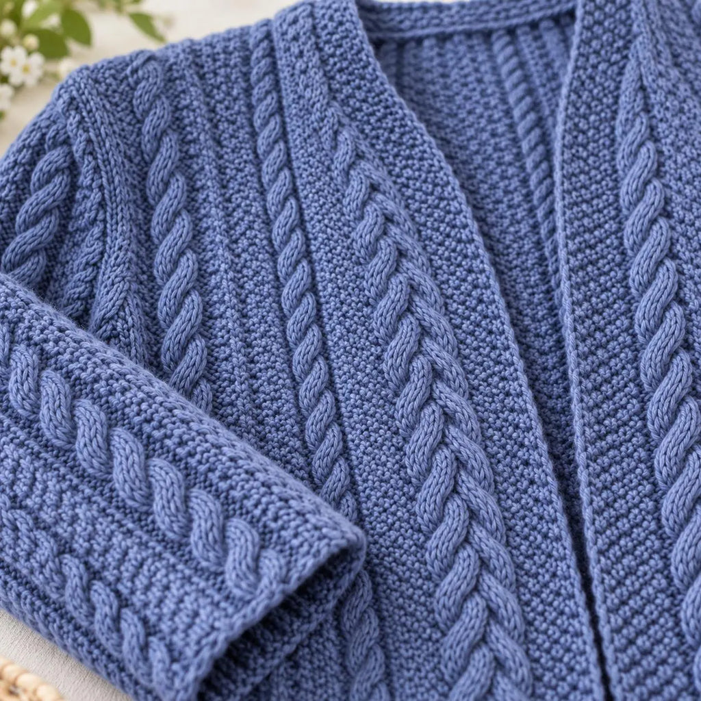 Classic Textured Cable Jacket Knitting Pattern, Vintage Open Front Cardigan