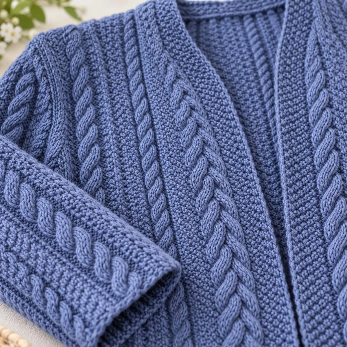 Classic Textured Cable Jacket Knitting Pattern, Vintage Open Front Cardigan