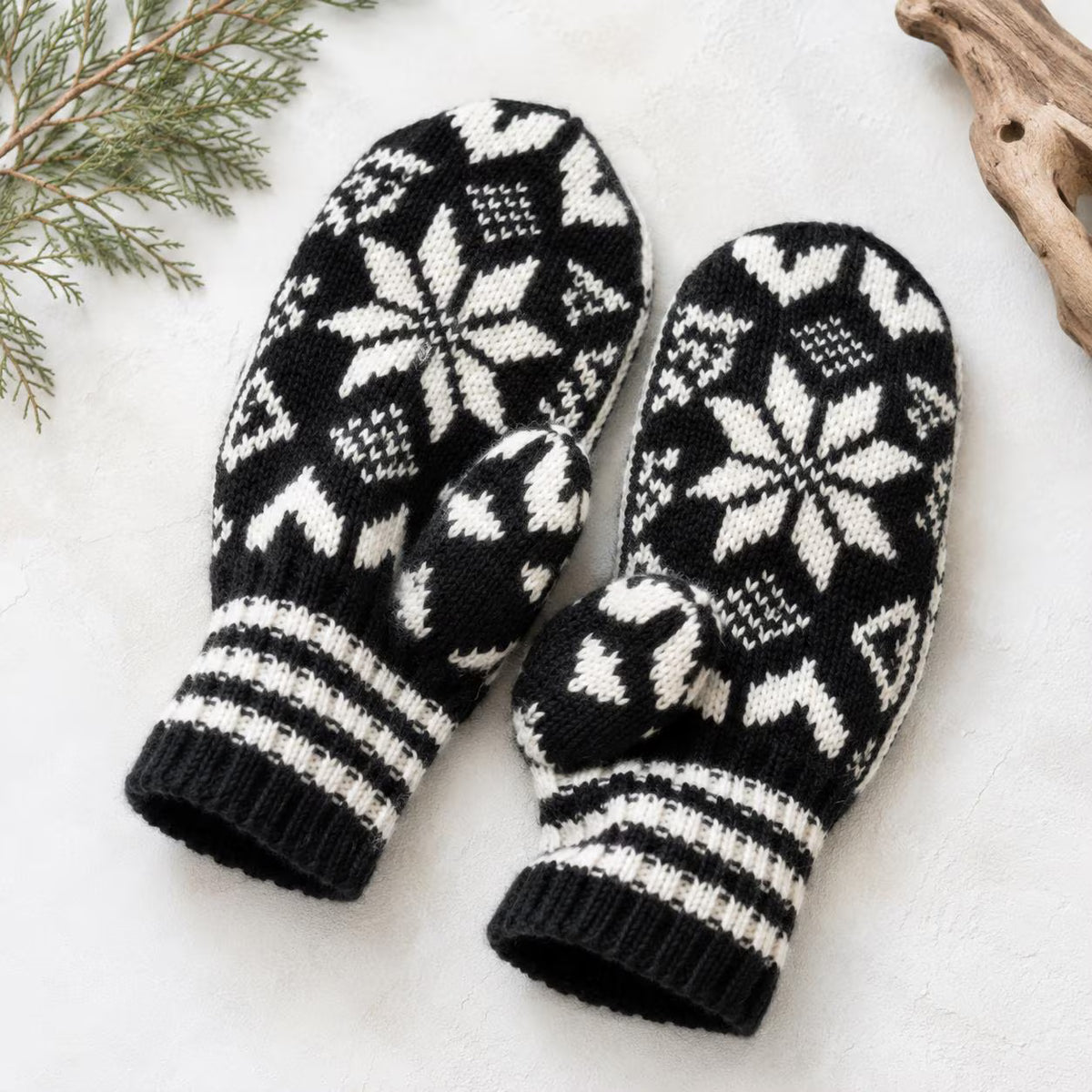 Nordic Men’s Colorwork Snowflake Mittens Knitting Pattern