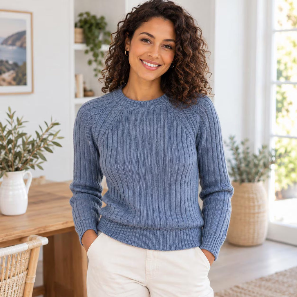 Ribbed Raglan Pullover Knitting Pattern