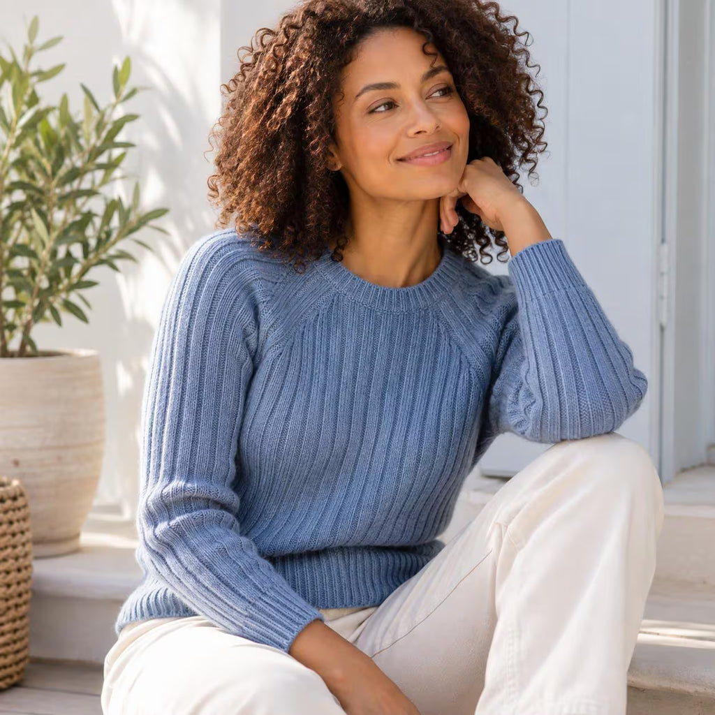 Ribbed Raglan Pullover Knitting Pattern