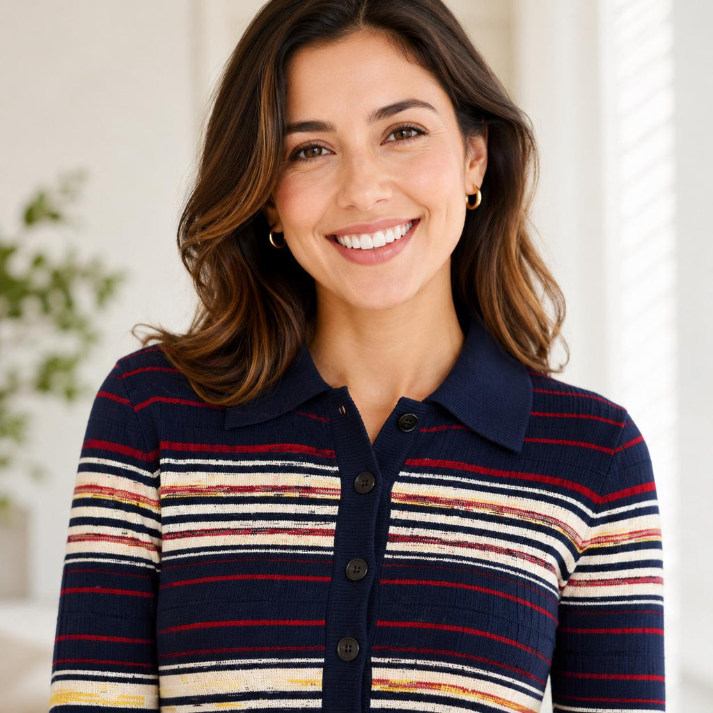 Striped Jacket & Ribbed Skirt Set