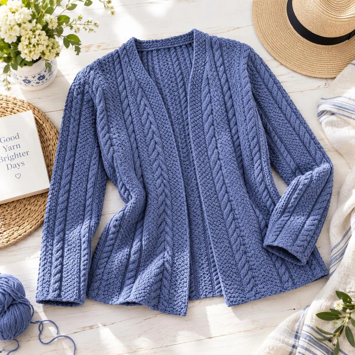 Classic Textured Cable Jacket Knitting Pattern, Vintage Open Front Cardigan
