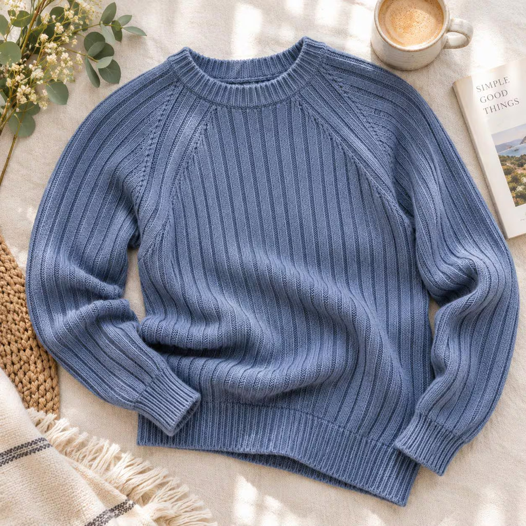 Ribbed Raglan Pullover Knitting Pattern