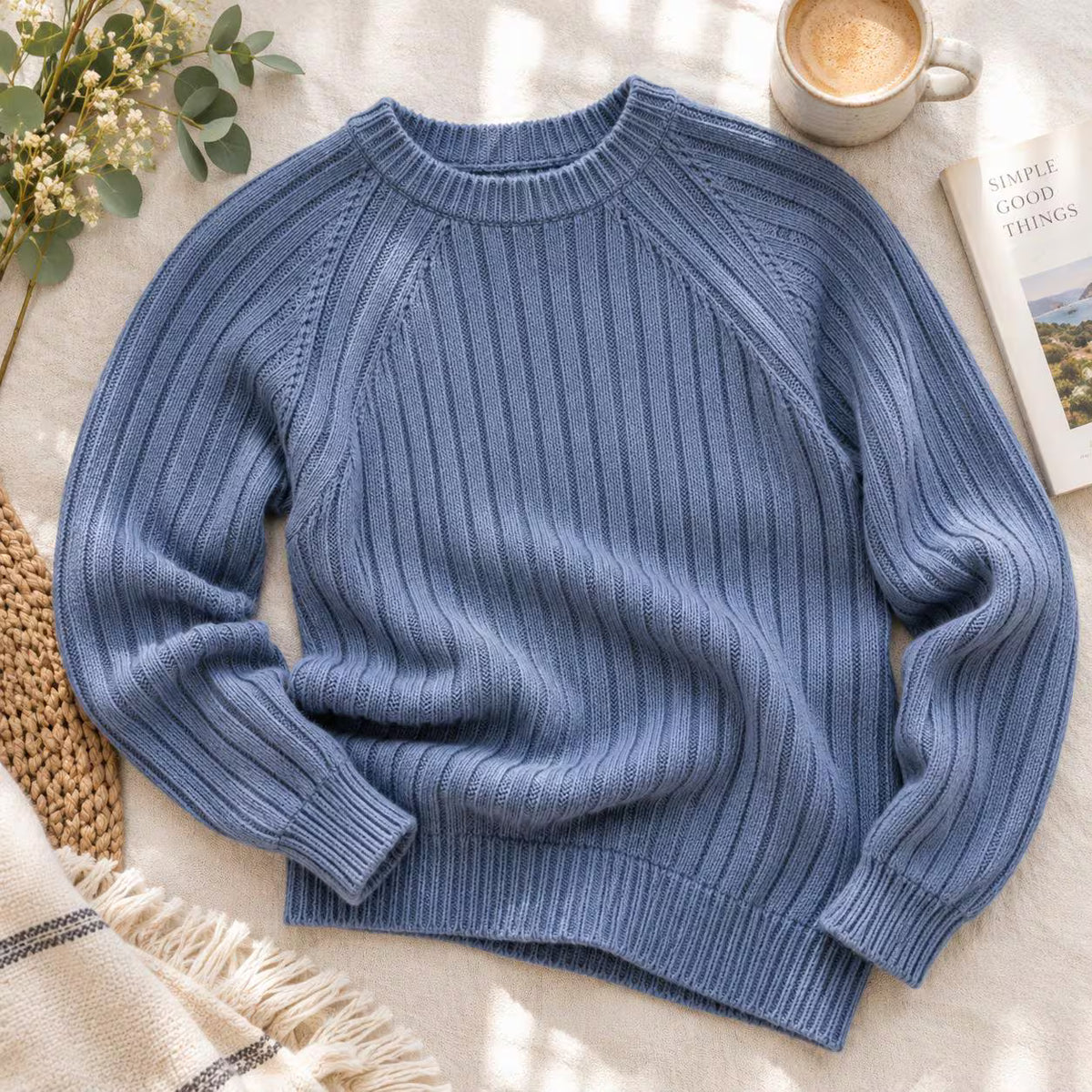 Ribbed Raglan Pullover Knitting Pattern