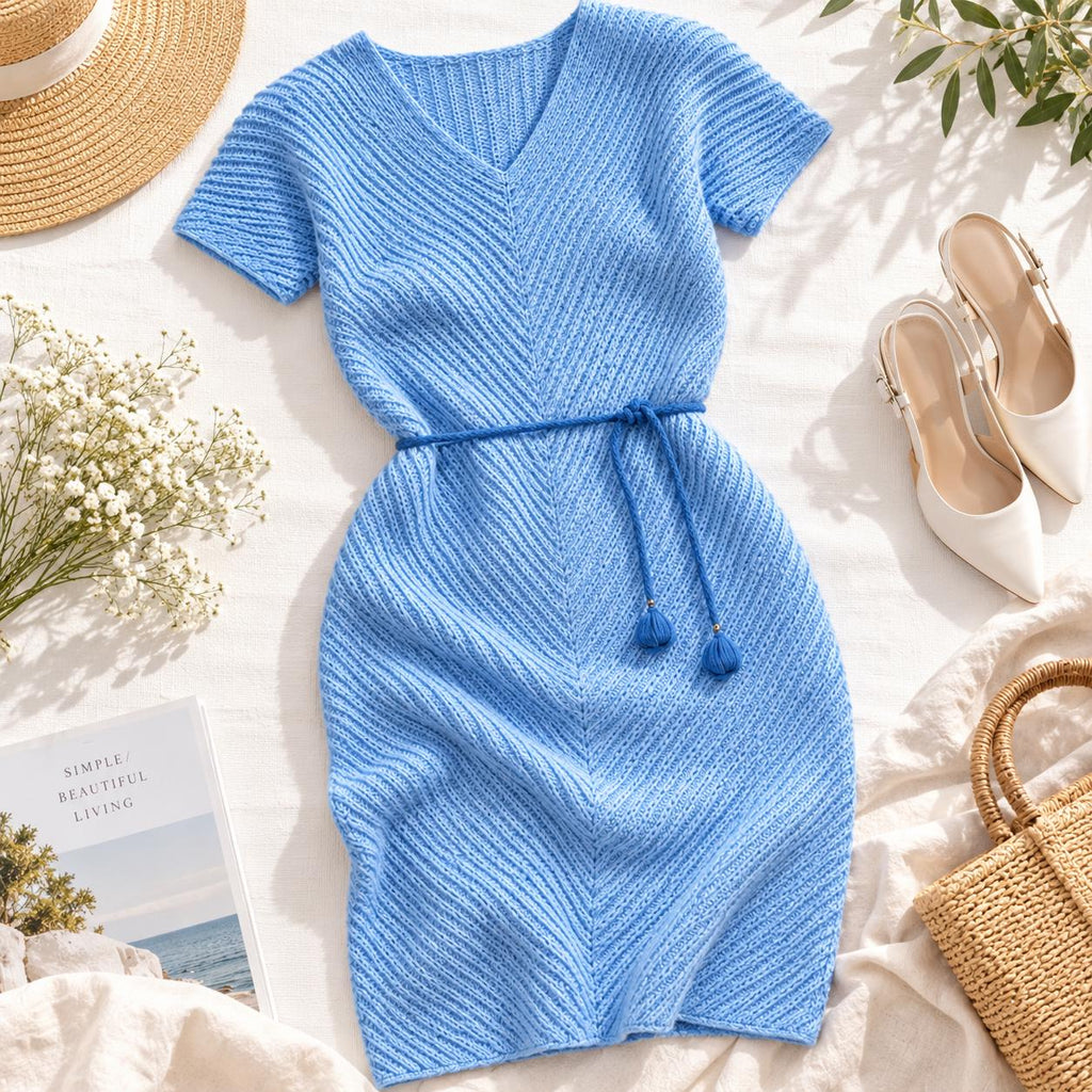 Diagonal Elegance Knit Dress Pattern