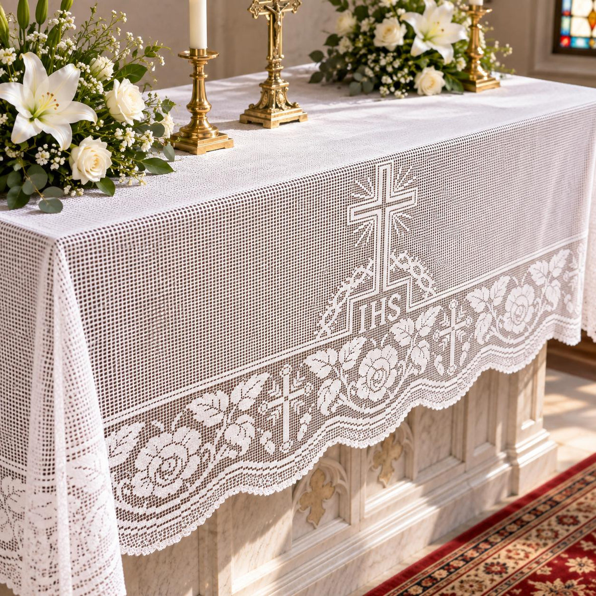 Altar Lace Crochet Pattern, Vintage Filet Church Lace