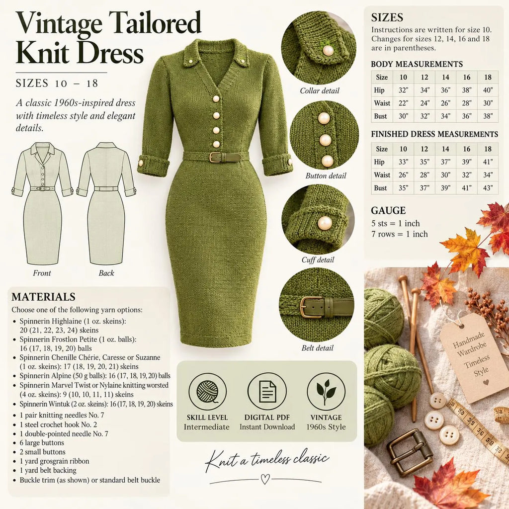Vintage Tailored Knit Dress Pattern