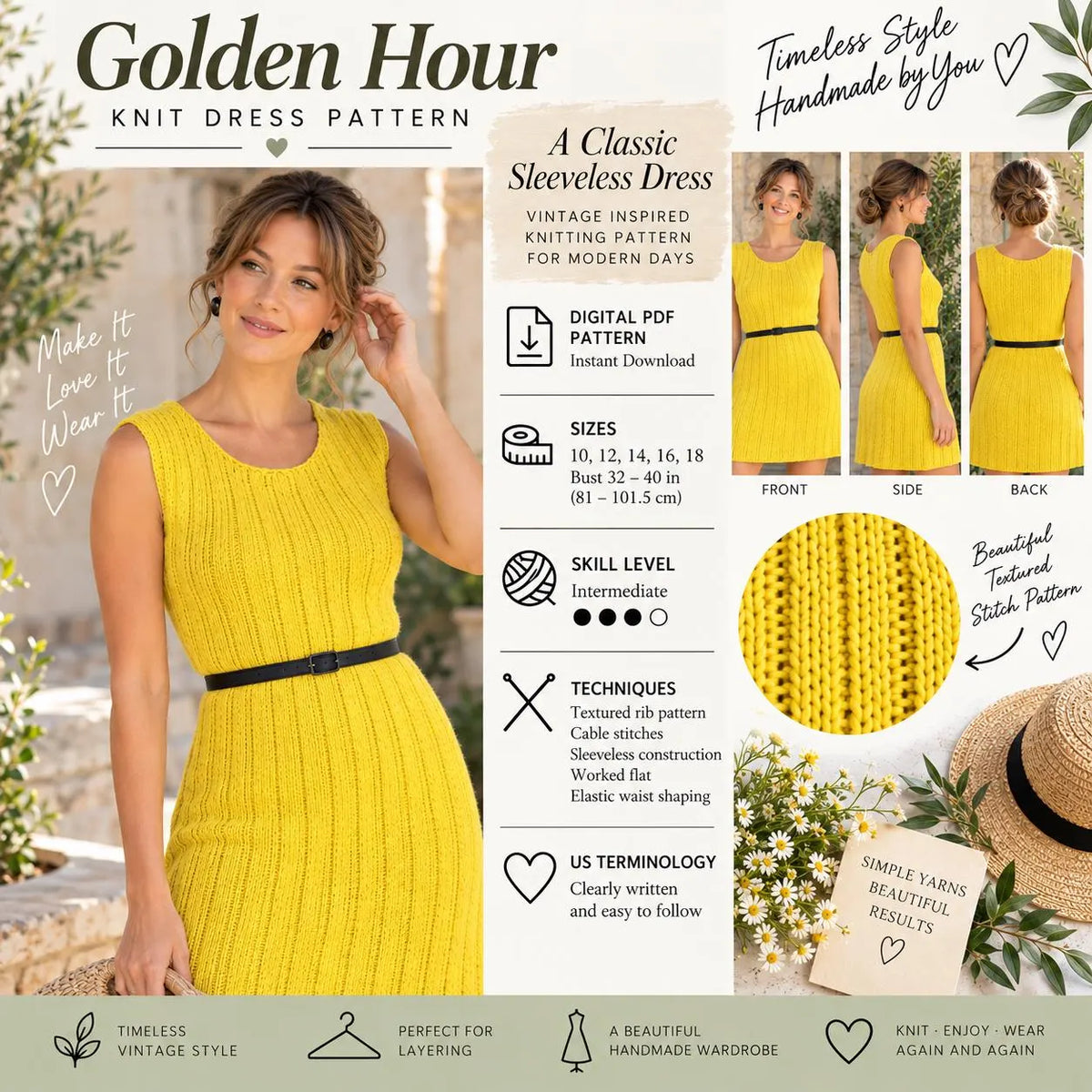 Golden Hour Ribbed Knit Dress Pattern