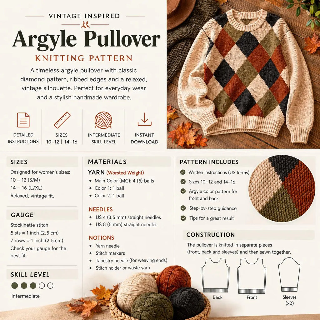 Argyle Sweater Knitting Pattern