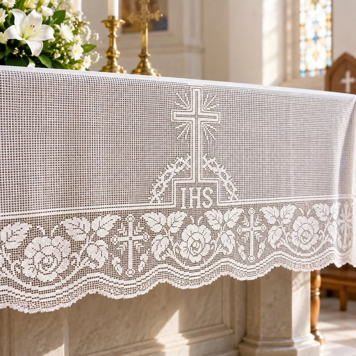 Altar Lace Crochet Pattern, Vintage Filet Church Lace