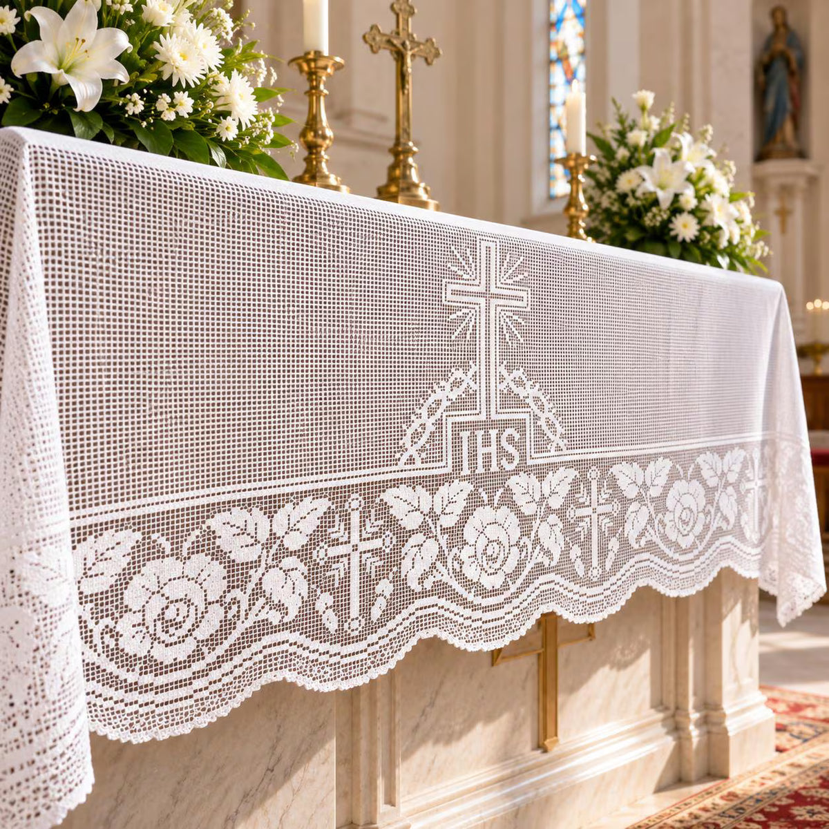 Altar Lace Crochet Pattern, Vintage Filet Church Lace