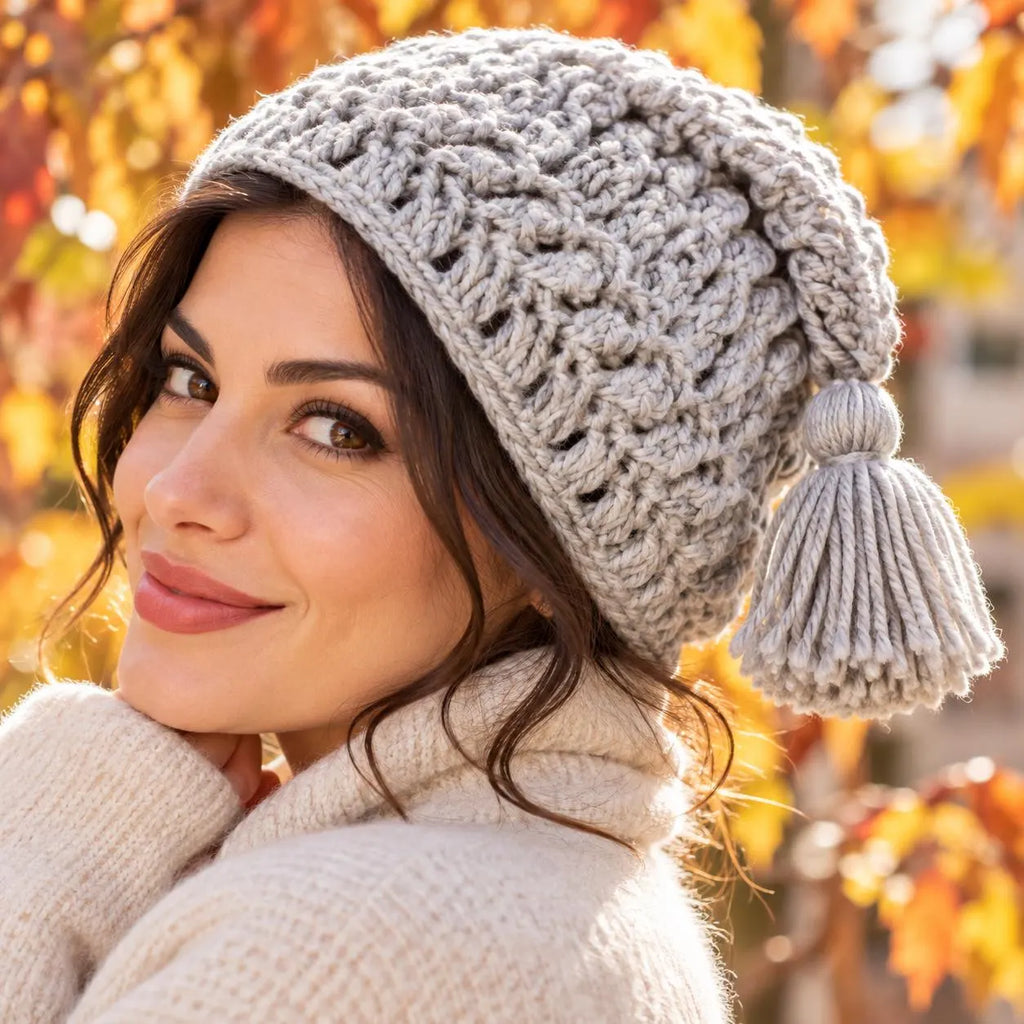 Vintage Hairpin Lace Crochet Hat Pattern with Tassel