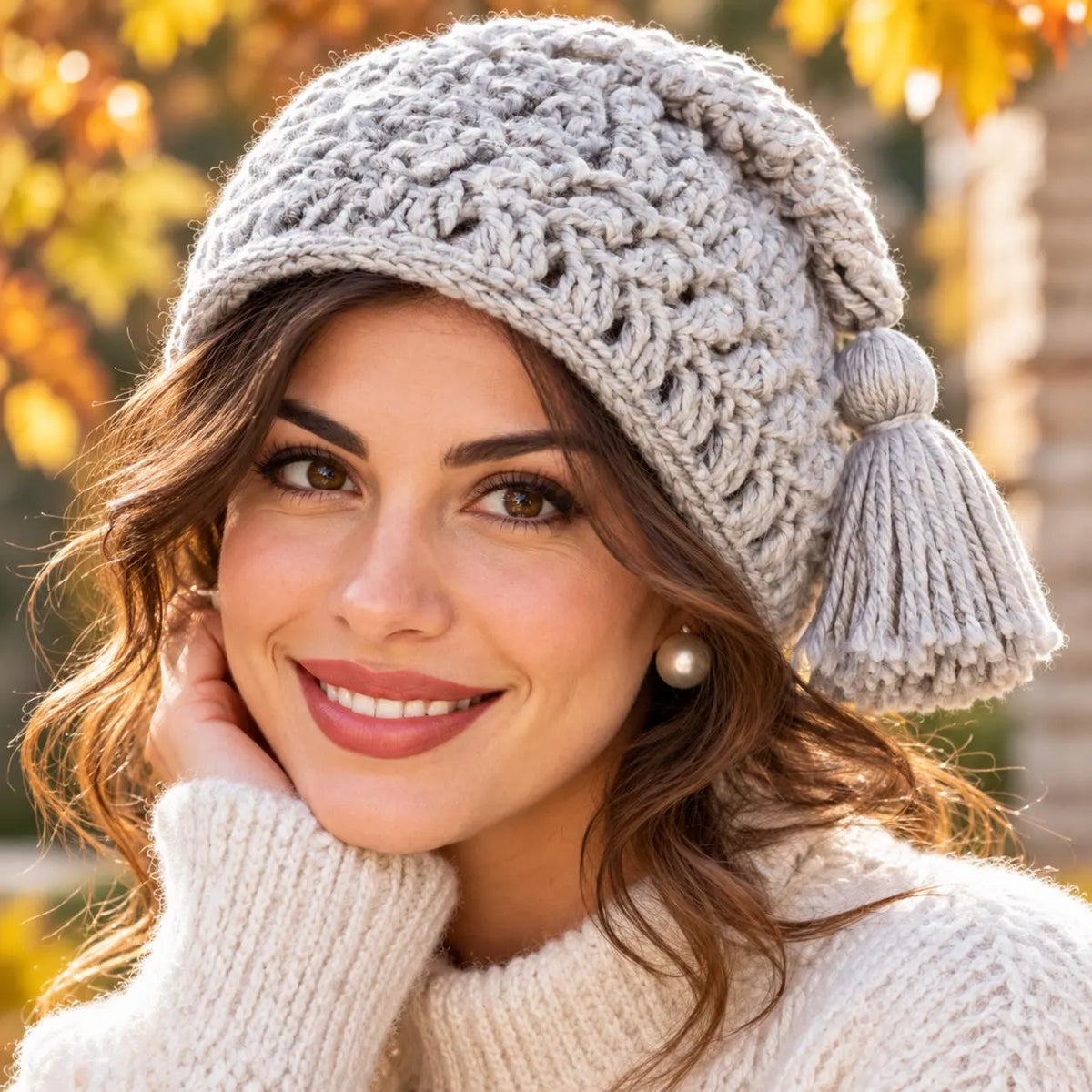 Vintage Hairpin Lace Crochet Hat Pattern with Tassel