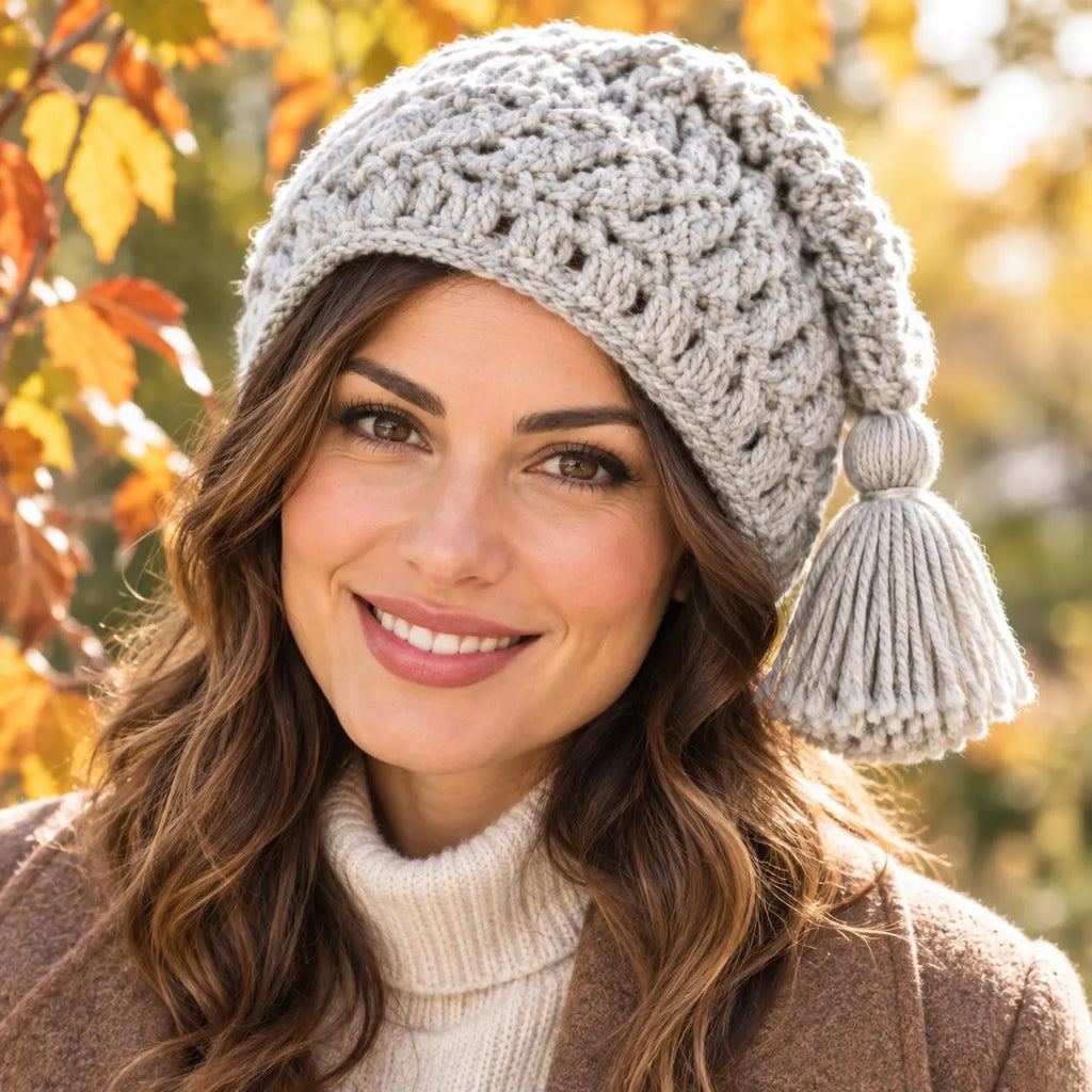 Vintage Hairpin Lace Crochet Hat Pattern with Tassel