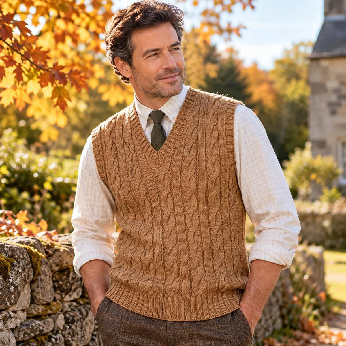 Men’s Cable Knit Sweater Vest Pattern