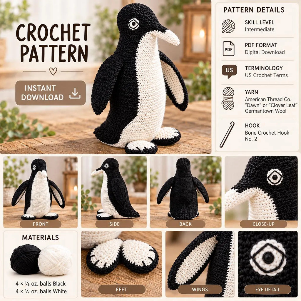 Vintage Crochet Penguin Pattern
