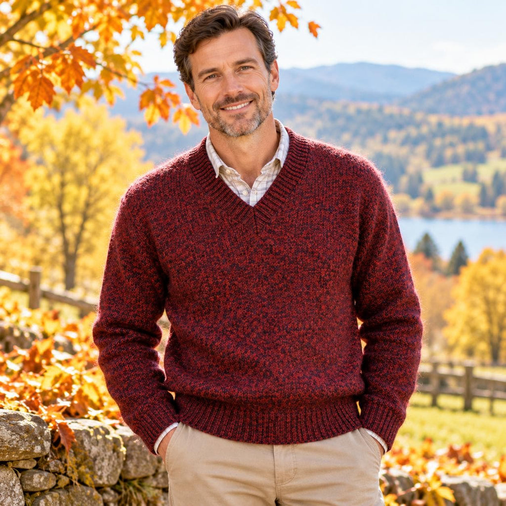 Men's Classic V-Neck Pullover Knitting Pattern