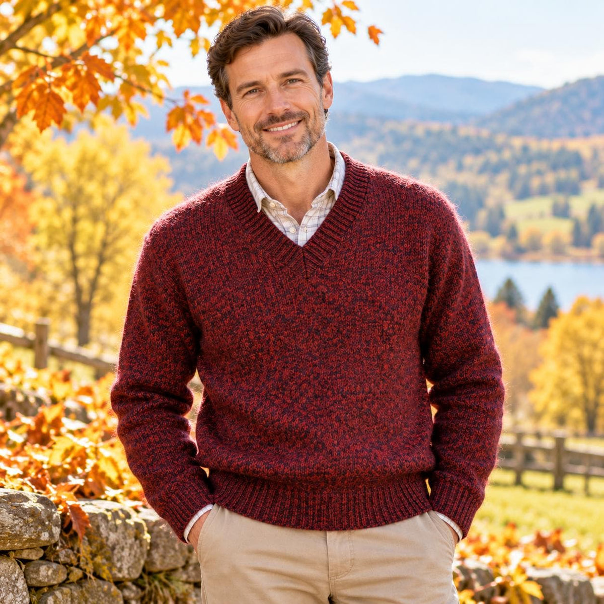 Men's Classic V-Neck Pullover Knitting Pattern