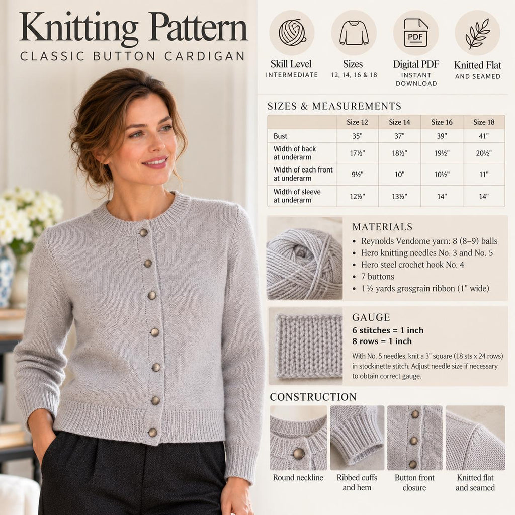 Vintage Shetland Cardigan Knitting Pattern
