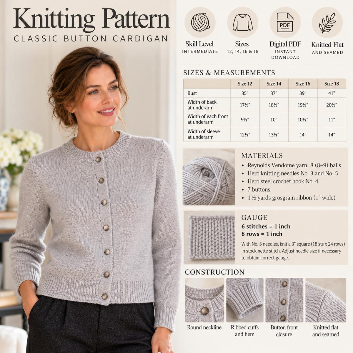 Vintage Shetland Cardigan Knitting Pattern