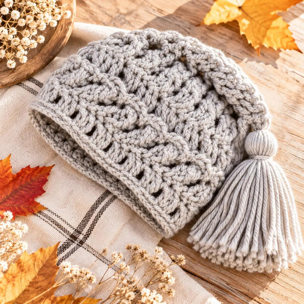 Vintage Hairpin Lace Crochet Hat Pattern with Tassel