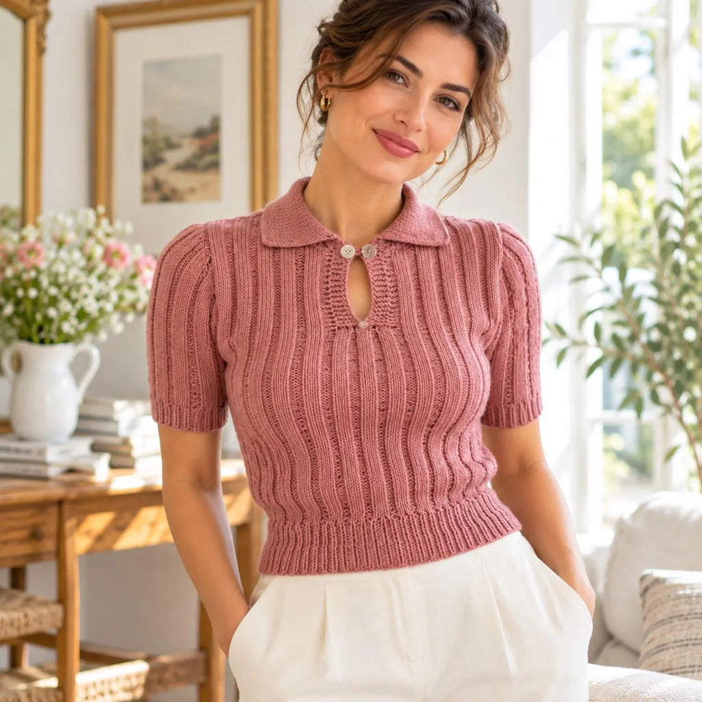 Vintage Ribbed Knit Blouse Pattern
