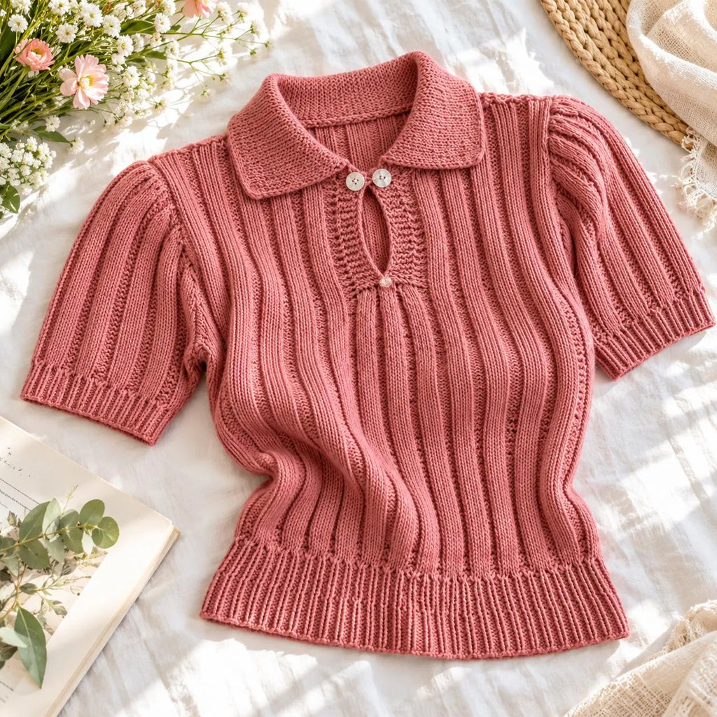 Vintage Ribbed Knit Blouse Pattern