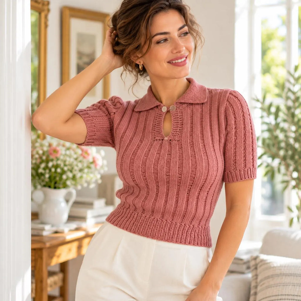 Vintage Ribbed Knit Blouse Pattern