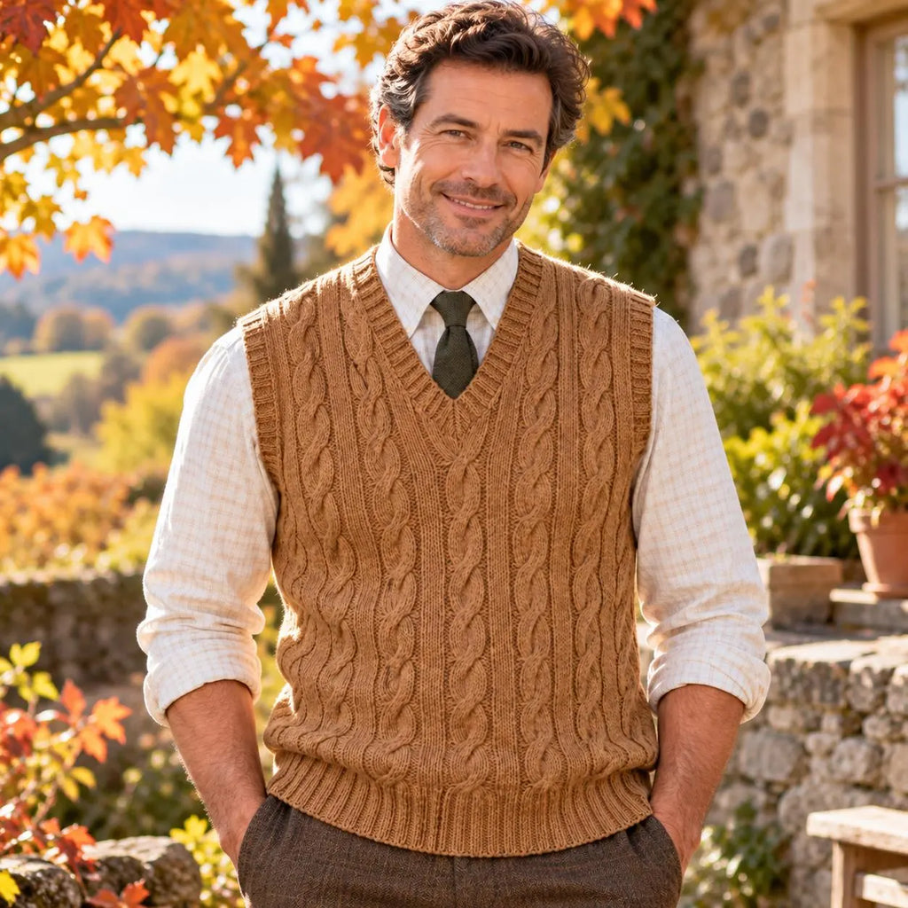 Men’s Cable Knit Sweater Vest Pattern