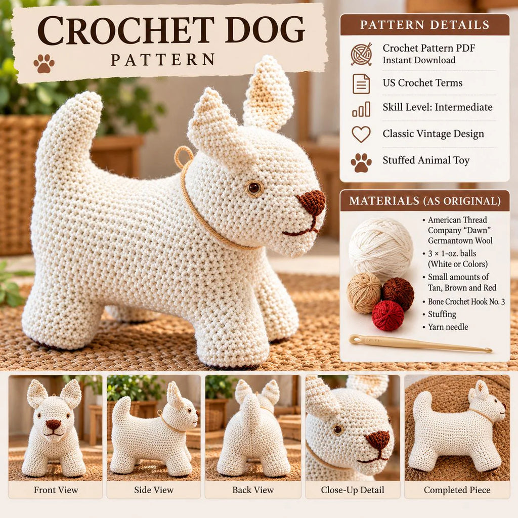 Vintage Crochet Dog Pattern