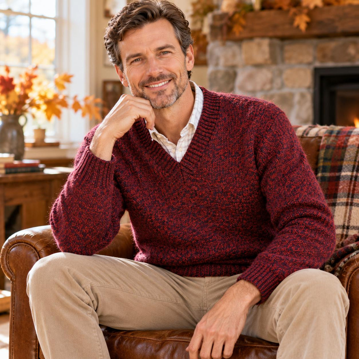 Men's Classic V-Neck Pullover Knitting Pattern