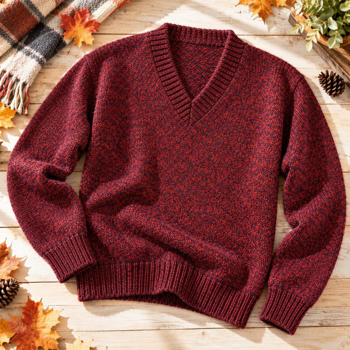 Men's Classic V-Neck Pullover Knitting Pattern