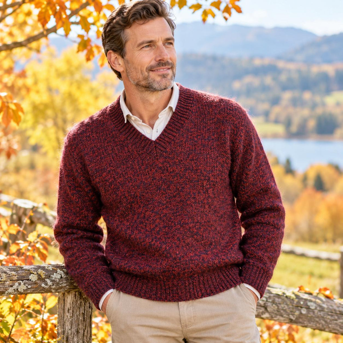 Men's Classic V-Neck Pullover Knitting Pattern